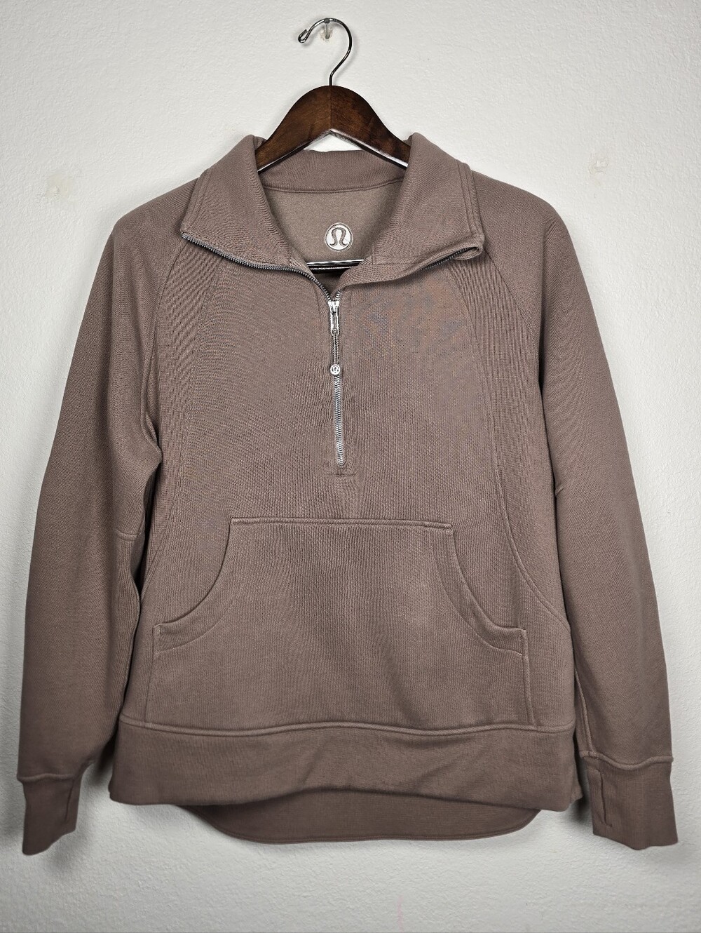 Lululemon Scuba Oversized Funnel Neck Quarter Zip Taupe M/L